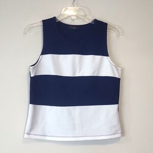 SANCTUARY CLOTHING Blue White Rayon Nylon Stretchy Sleeveless Top